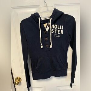 Vintage Hollister Navy Blue Women's Hoodie